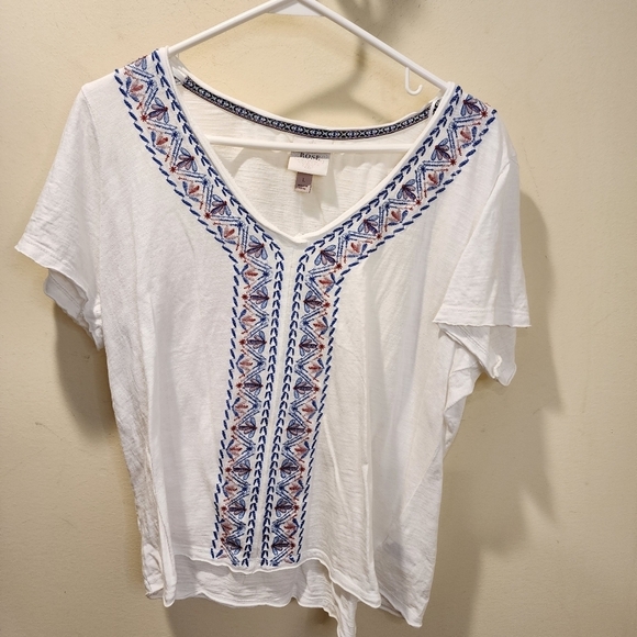 KNOX ROSE white Embroidered boho blouse size L - Picture 12 of 13